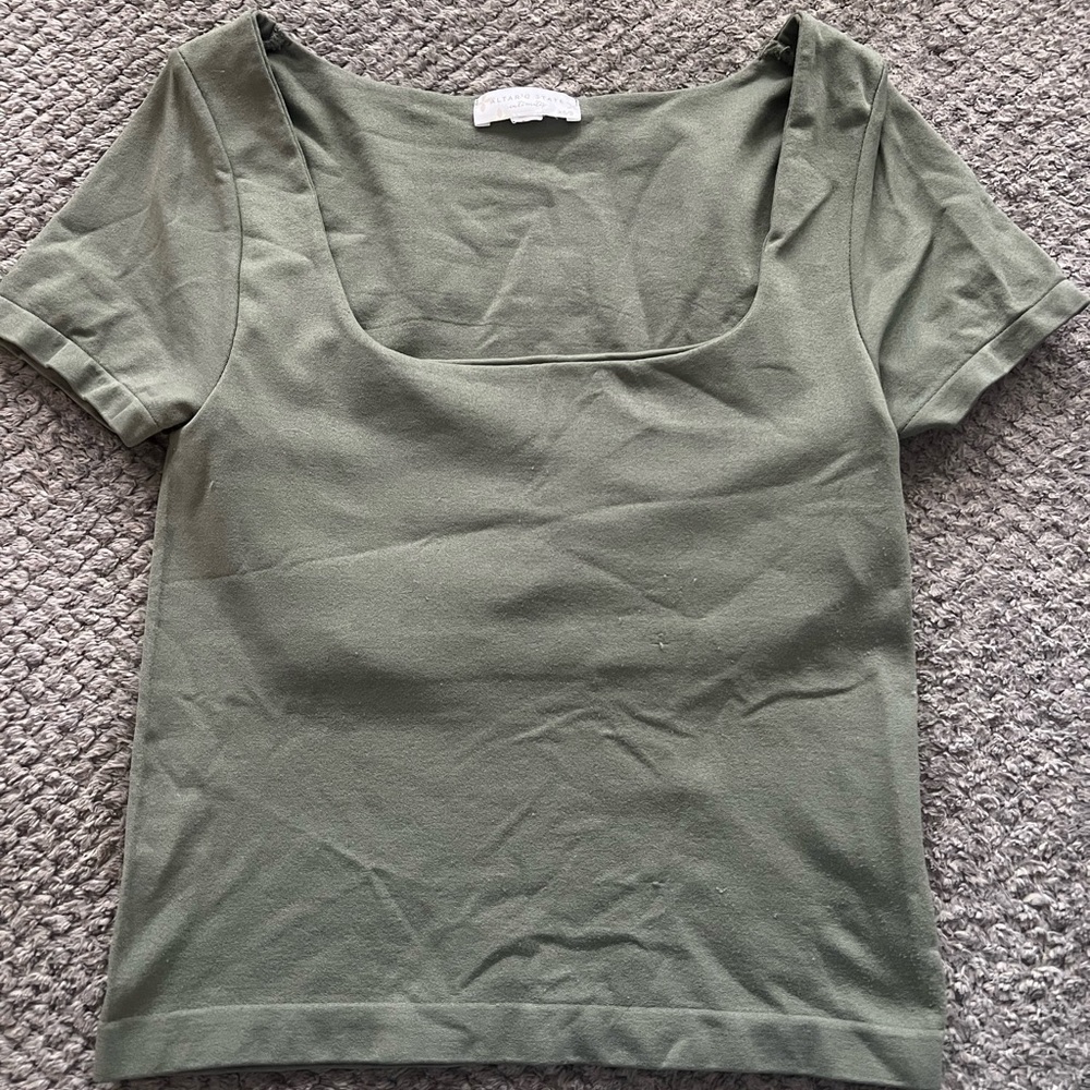 Altar'd State Sage Green Square Neck Tee